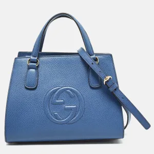 Blue Leather Soho Top Handle Bag