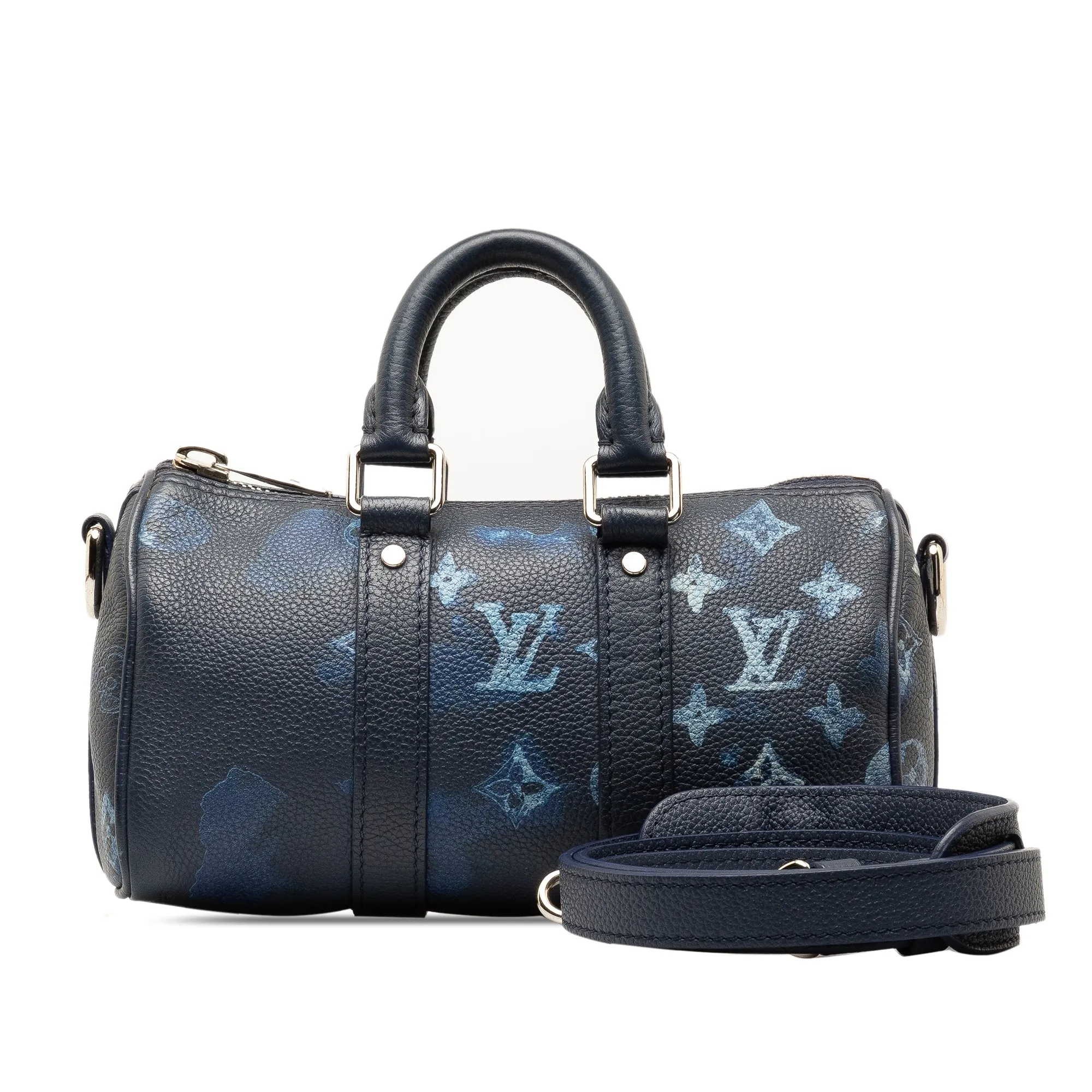 Blue Louis Vuitton Taurillon Ink Watercolor Keepall Bandouliere XS Satchel