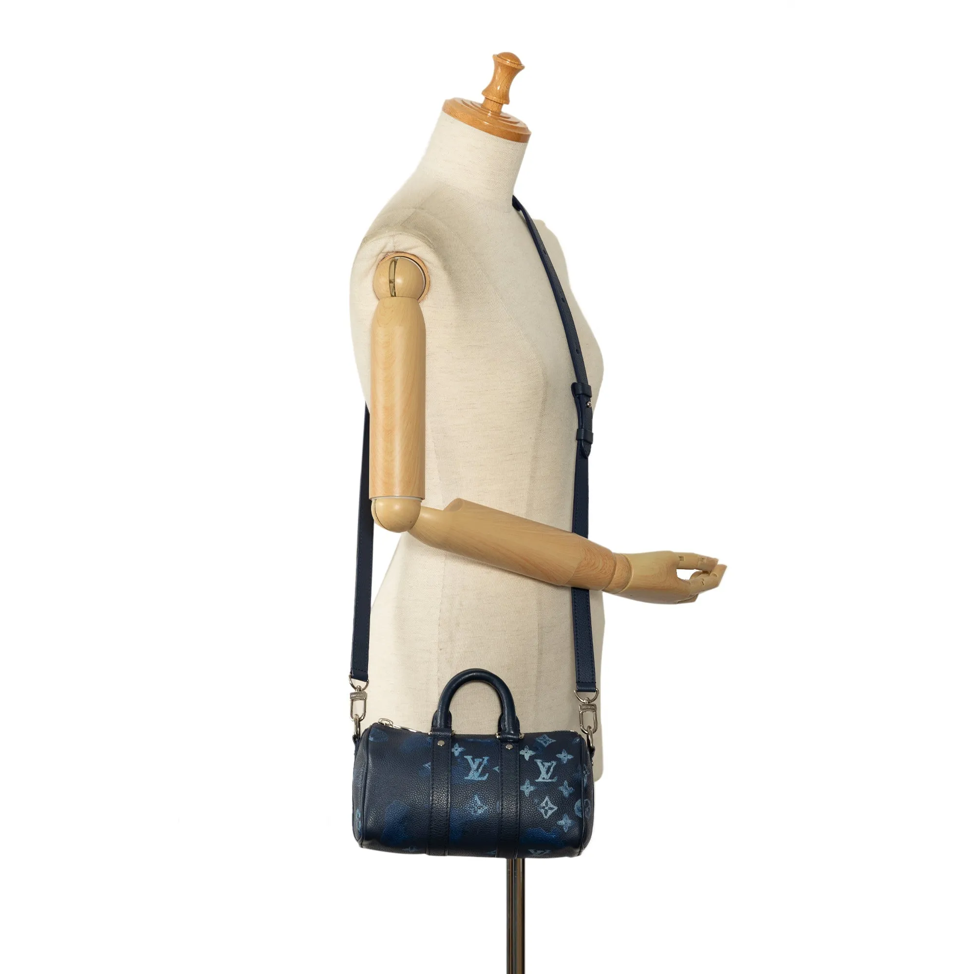 Blue Louis Vuitton Taurillon Ink Watercolor Keepall Bandouliere XS Satchel