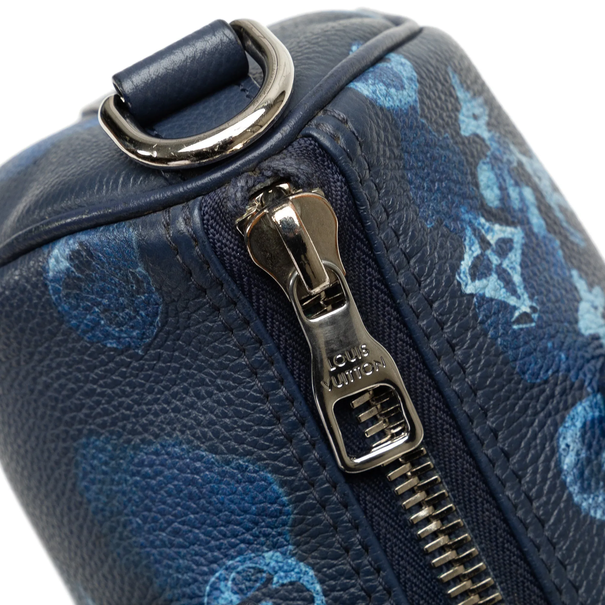 Blue Louis Vuitton Taurillon Ink Watercolor Keepall Bandouliere XS Satchel