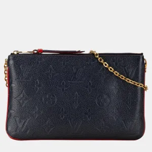 Blue Monogram Empreinte Leather Double Zip Pochette Bag