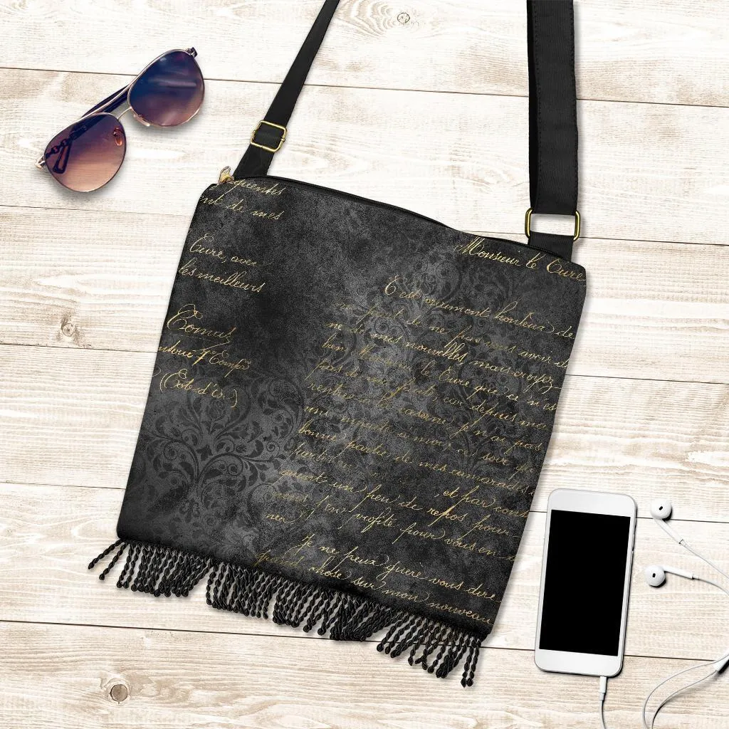 Boho Bag (Canvas) - Rugged Look Black Hobo Bag | Hobo Slouchy Bag Crossbody, Shoulder Bags for Women Hobo, Pattern Hobo Bag