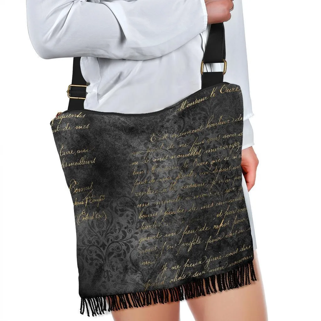 Boho Bag (Canvas) - Rugged Look Black Hobo Bag | Hobo Slouchy Bag Crossbody, Shoulder Bags for Women Hobo, Pattern Hobo Bag
