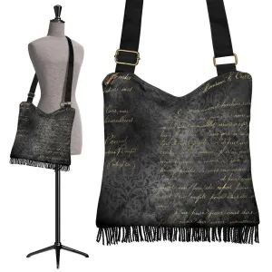Boho Bag (Canvas) - Rugged Look Black Hobo Bag | Hobo Slouchy Bag Crossbody, Shoulder Bags for Women Hobo, Pattern Hobo Bag