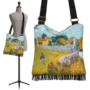Boho Bag (Canvas) - Vintage Art | Vincent van Gogh: Farmhouse in Provence | Hobo Slouchy Bag Crossbody, Shoulder Bags for Women Hobo