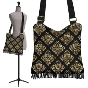 Boho Bag (Canvas) - Yellow Pattern #102 | Hobo Slouchy Bag Crossbody, Shoulder Bags for Women Hobo, Pattern Hobo Bag, Boho Hobo Bag