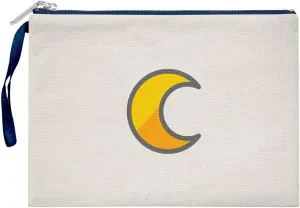 Bona Basics, Ladies Digital Printed Gabardine Clutches Everyday Fashion Beige Navy Blue Handle Zip Large