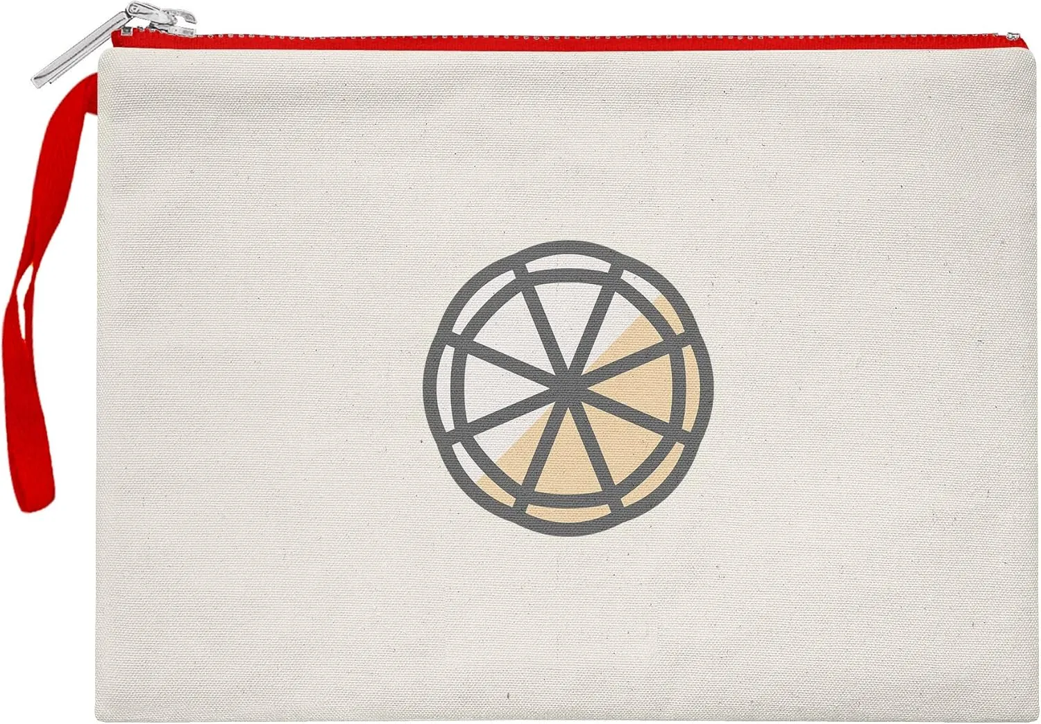 Bona Basics, Womens Digital Printed Gabardine Clutch Bags Everyday Fashion Beige Red Handle Zipper Large