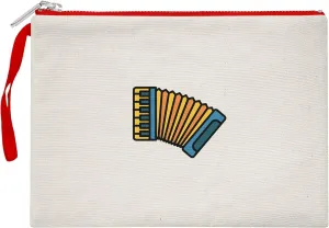 Bona Basics, Womens Digital Printed Gabardine Clutch Bags Everyday Fashion Beige Red Handle Zipper Medium