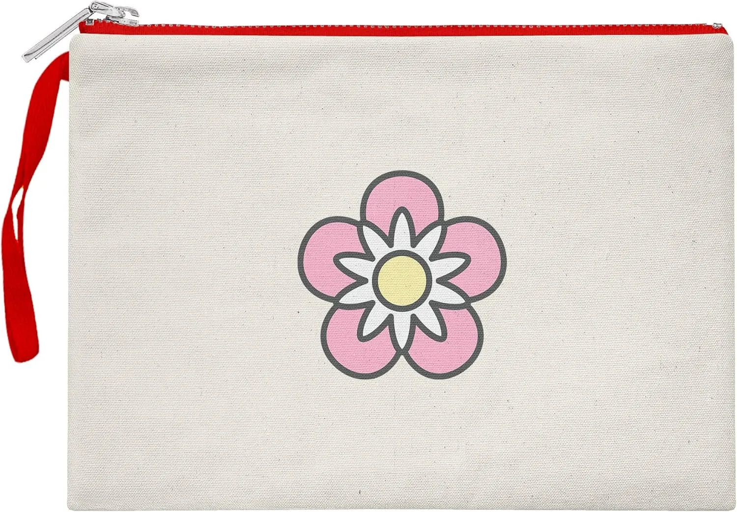 Bona Basics, Womens Digital Printed Gabardine Clutch Bags Everyday Fashion Beige Red Handle Zipper Medium