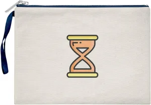 Bona Basics, Womens Digital Printed Gabardine Clutches Everyday Fashion Beige Navy Blue Handle Zip Small