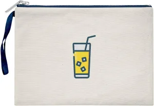 Bona Basics, Womens Digital Printed Gabardine Clutches Everyday Fashion Beige Navy Blue Handle Zip Small