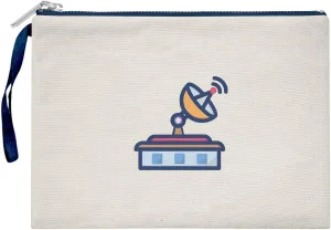 Bona Basics, Womens Digital Printed Gabardine Clutches Everyday Fashion Beige Navy Blue Handle Zip Small