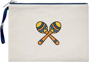 Bona Basics, Womens Digital Printed Gabardine Clutches Everyday Fashion Beige Navy Blue Handle Zipper Medium