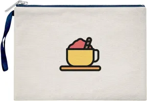 Bona Basics, Womens Digital Printed Gabardine Clutches Everyday Fashion Beige Navy Blue Handle Zipper Medium
