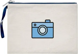 Bona Basics, Womens Digital Printed Gabardine Clutches Everyday Fashion Beige Navy Blue Handle Zipper Medium