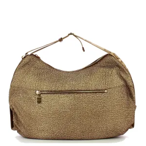 Borsa Donna Hobo BORBONESE linea Cloudette Large in Tessuto Jet Op colore Beige e Marrone