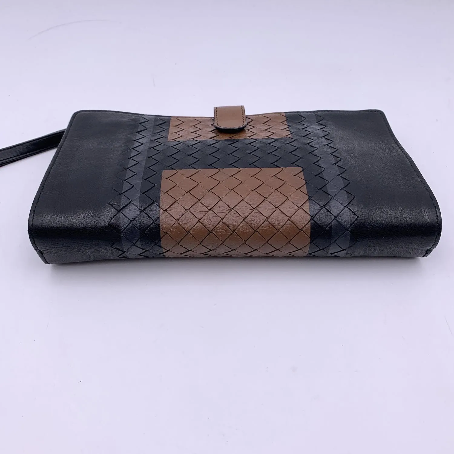 BOTTEGA VENETA Black Intrecciato Leather Multifuctional Clutch Bag