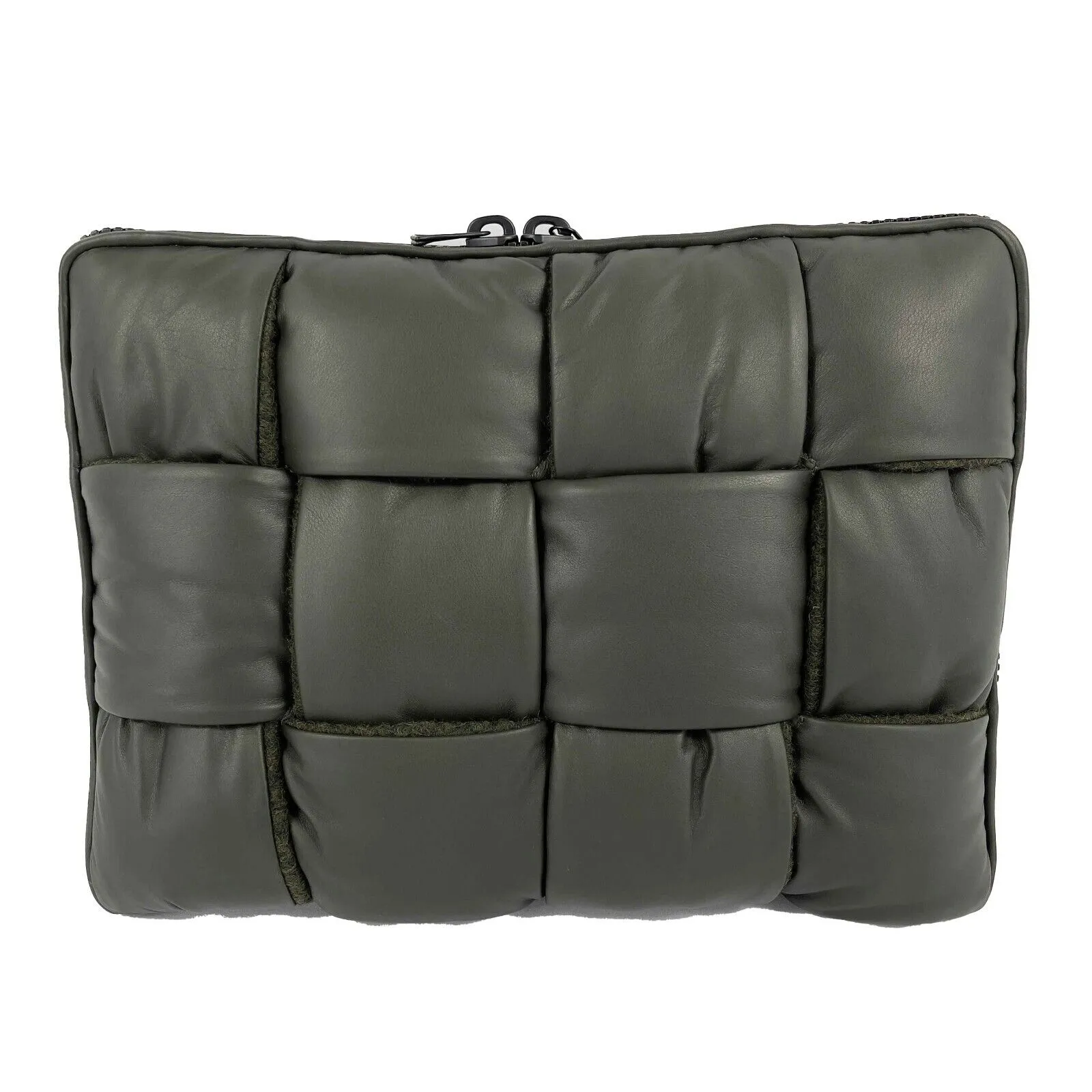 BOTTEGA VENETA - Padded Maxi Intrecciato Woven Laptop Pouch - Green Clutch - NWT