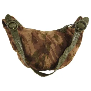 Bottega Veneta Vintage Suede Camo Hobo Intrecciato Strap Bag