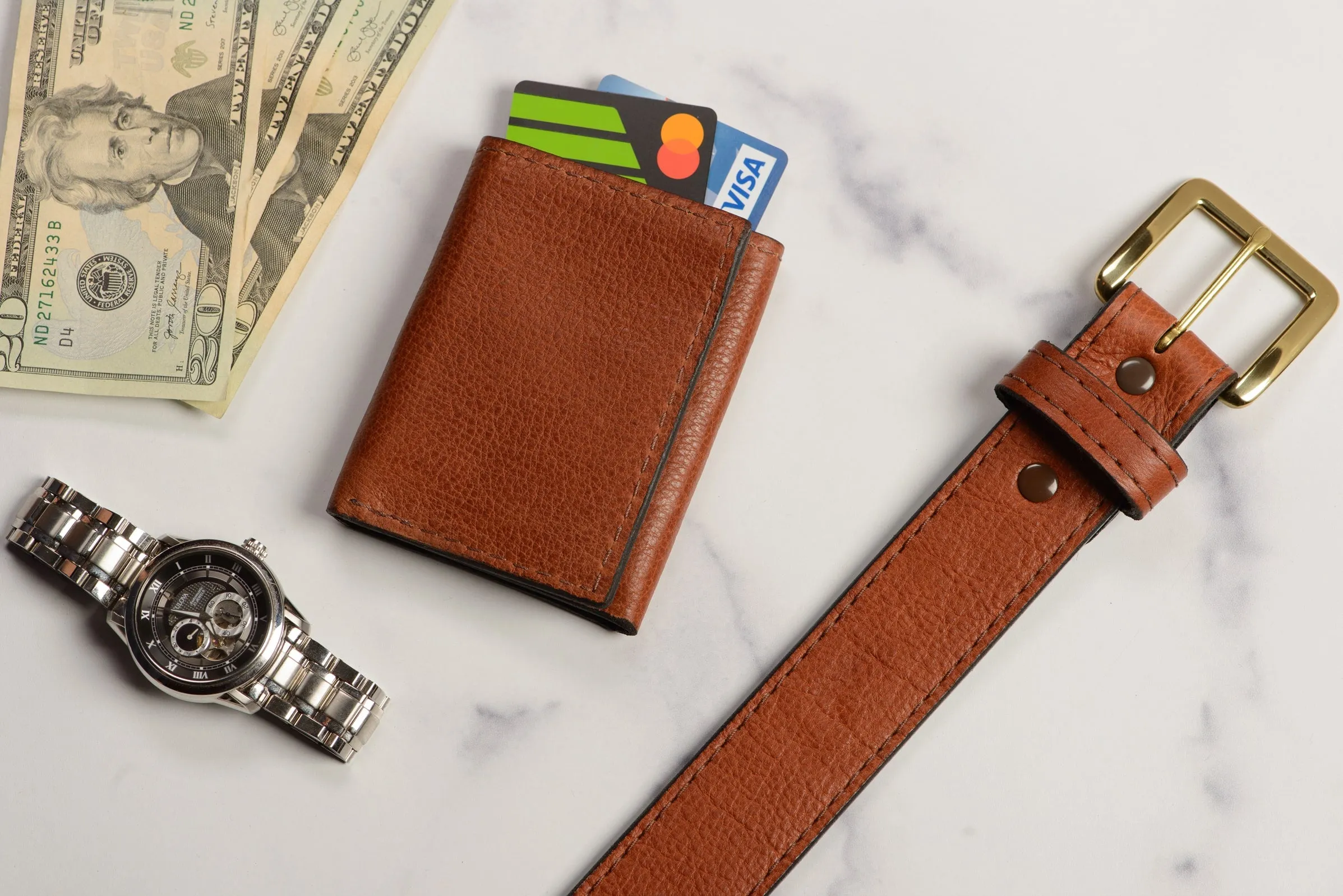 Brown American Bison Trifold Wallet