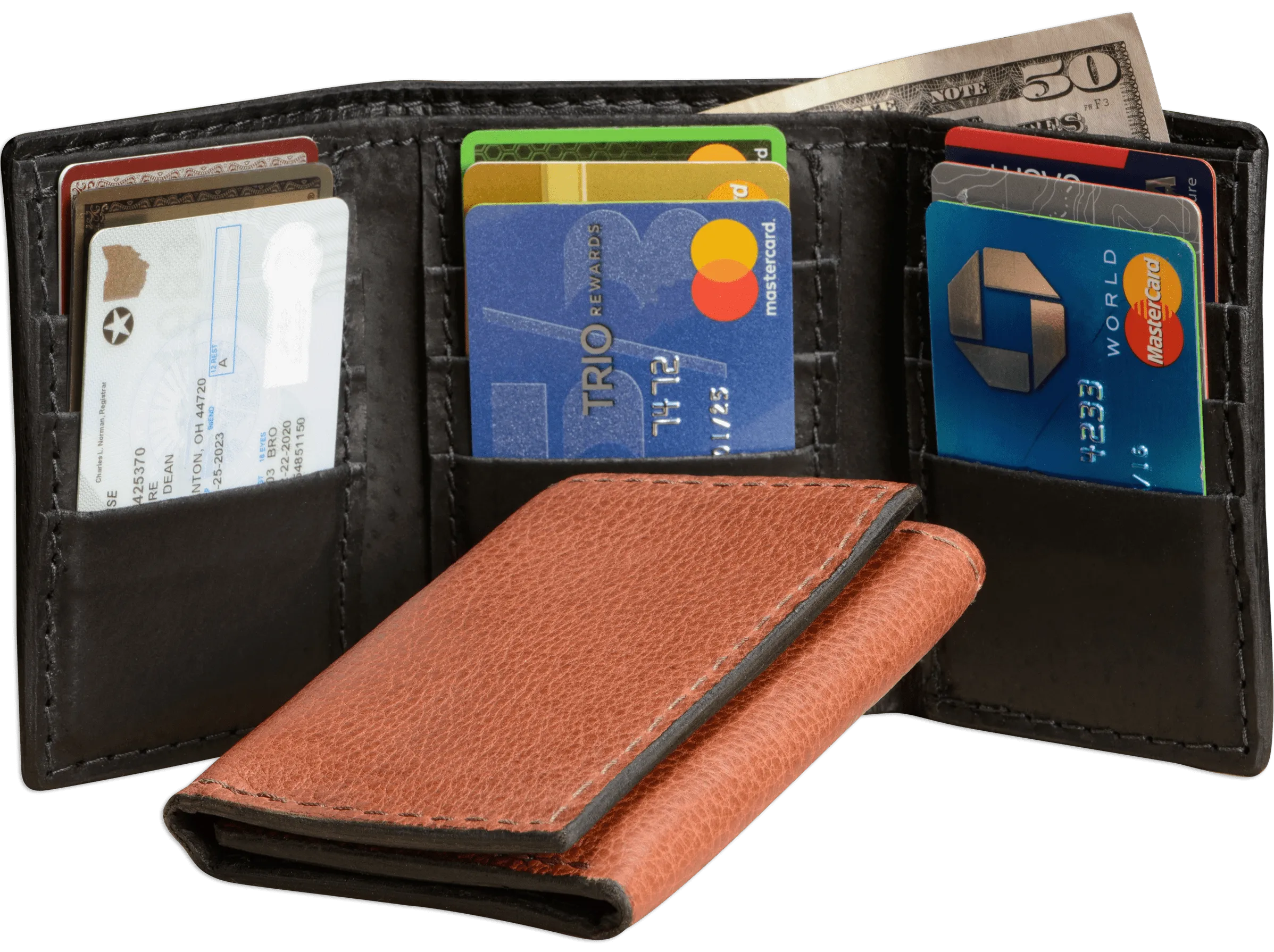 Brown American Bison Trifold Wallet