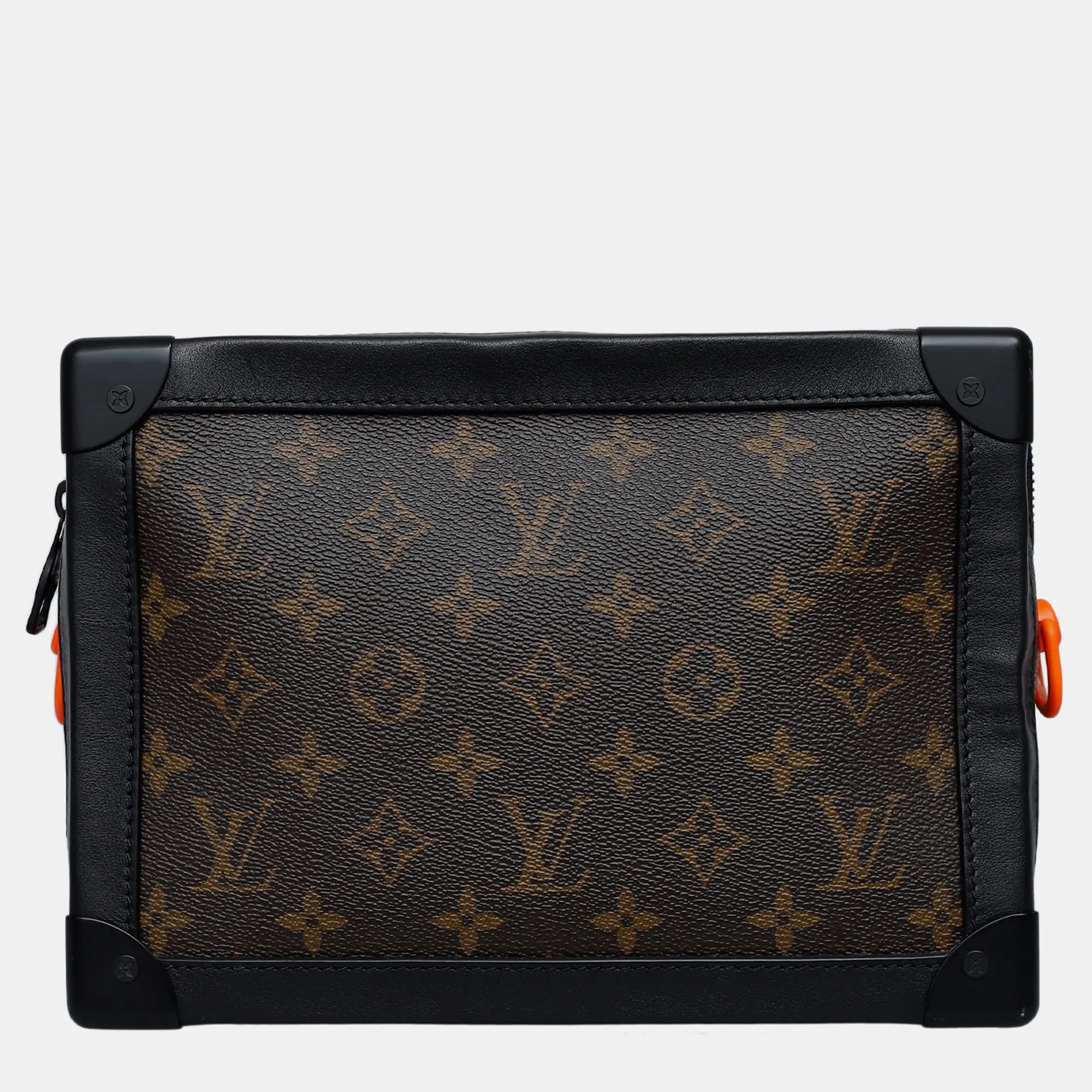 Brown/ Black Leather Monogram Coated Canvas Solar Ray Soft Trunk Bag