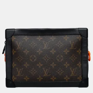 Brown/ Black Leather Monogram Coated Canvas Solar Ray Soft Trunk Bag