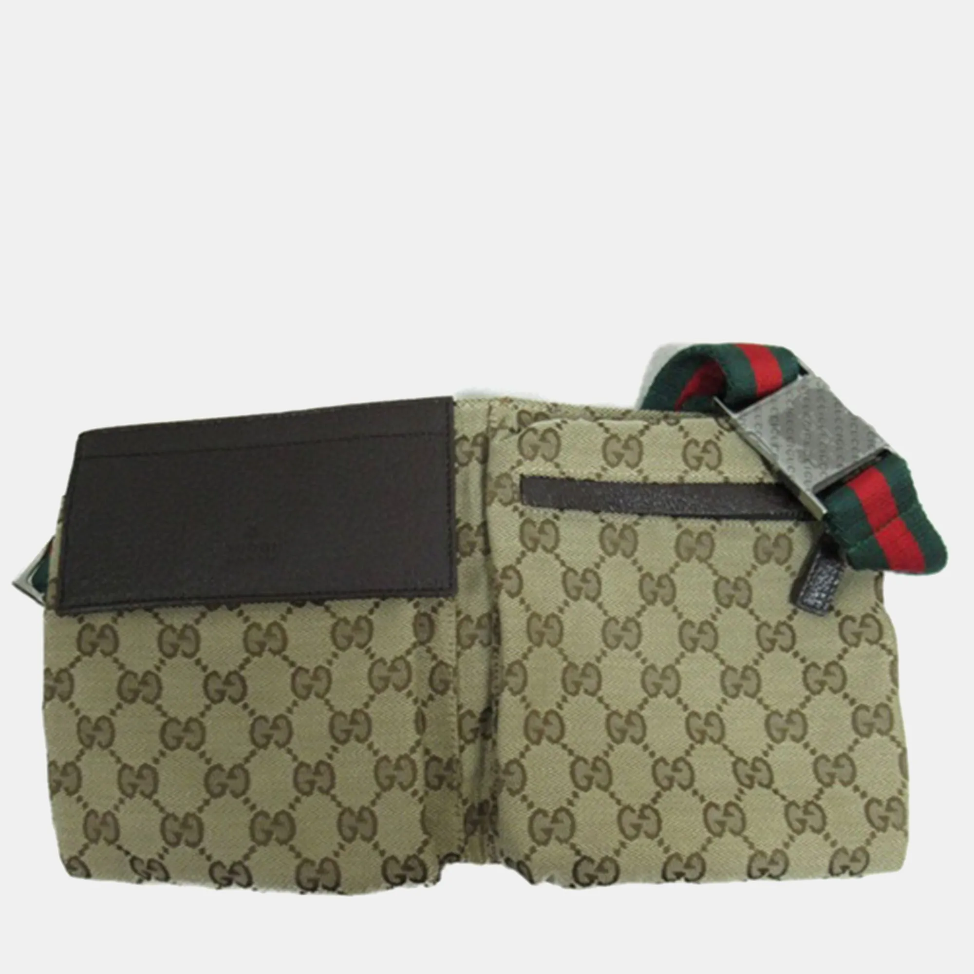 Brown Canvas GG Canvas Belt Bag
