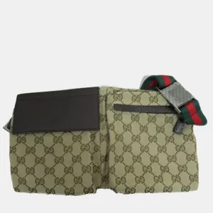 Brown Canvas GG Canvas Belt Bag