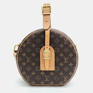 Brown Canvas Petite Boite Chapeau Bag