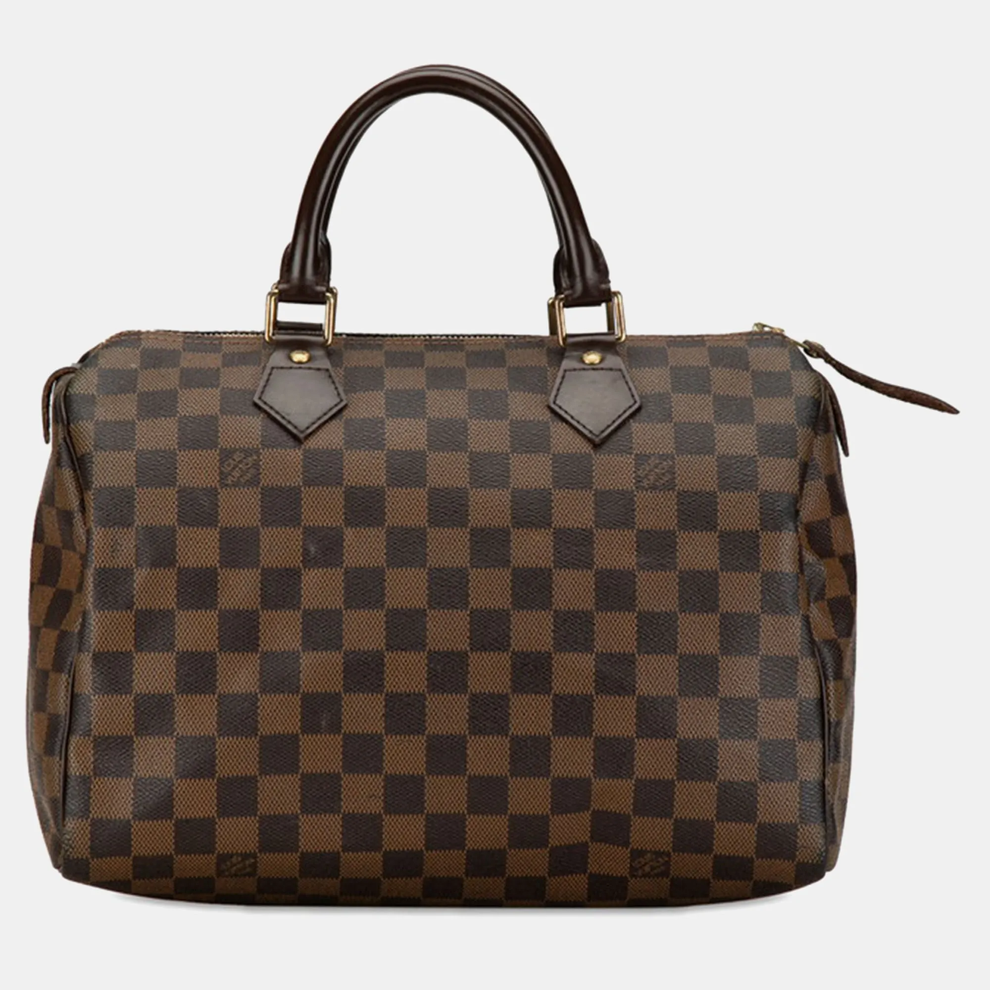 Brown Canvas Speedy 30 Satchel Bag
