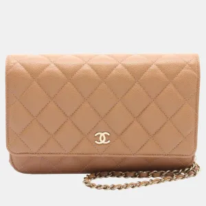 Brown Caviar Skin Grained Calf Matelasse Shoulder Bag