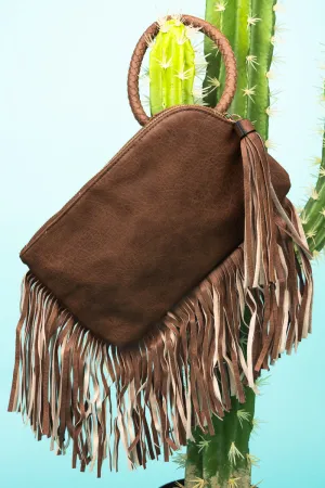 Brown Fairleigh Fringe Bangle Clutch