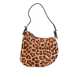 Brown Fendi Zucca Canvas Oyster Leopard Print Ponyhair Hobo