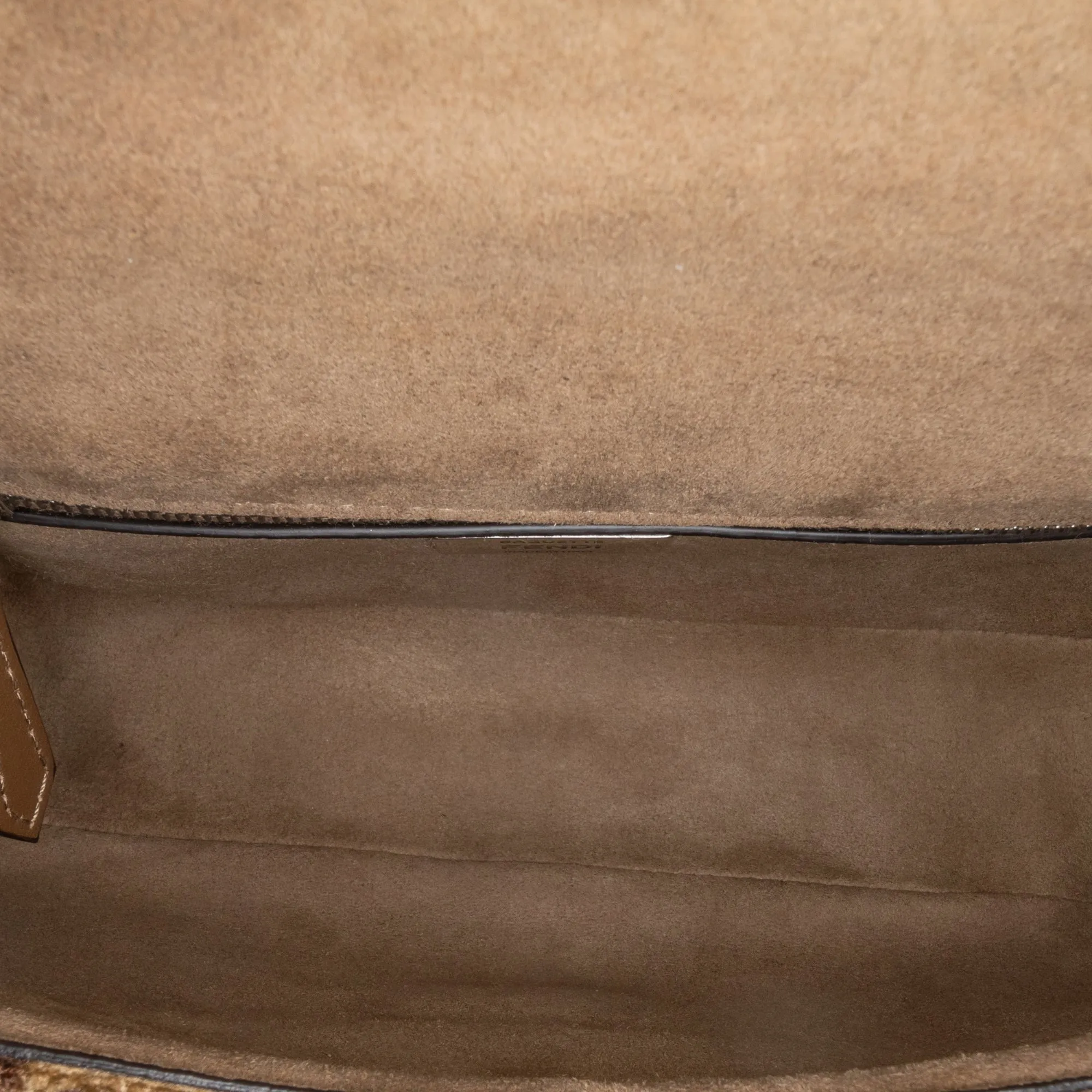 Brown Fendi Zucca Wool Chain Midi Baguette Shoulder Bag