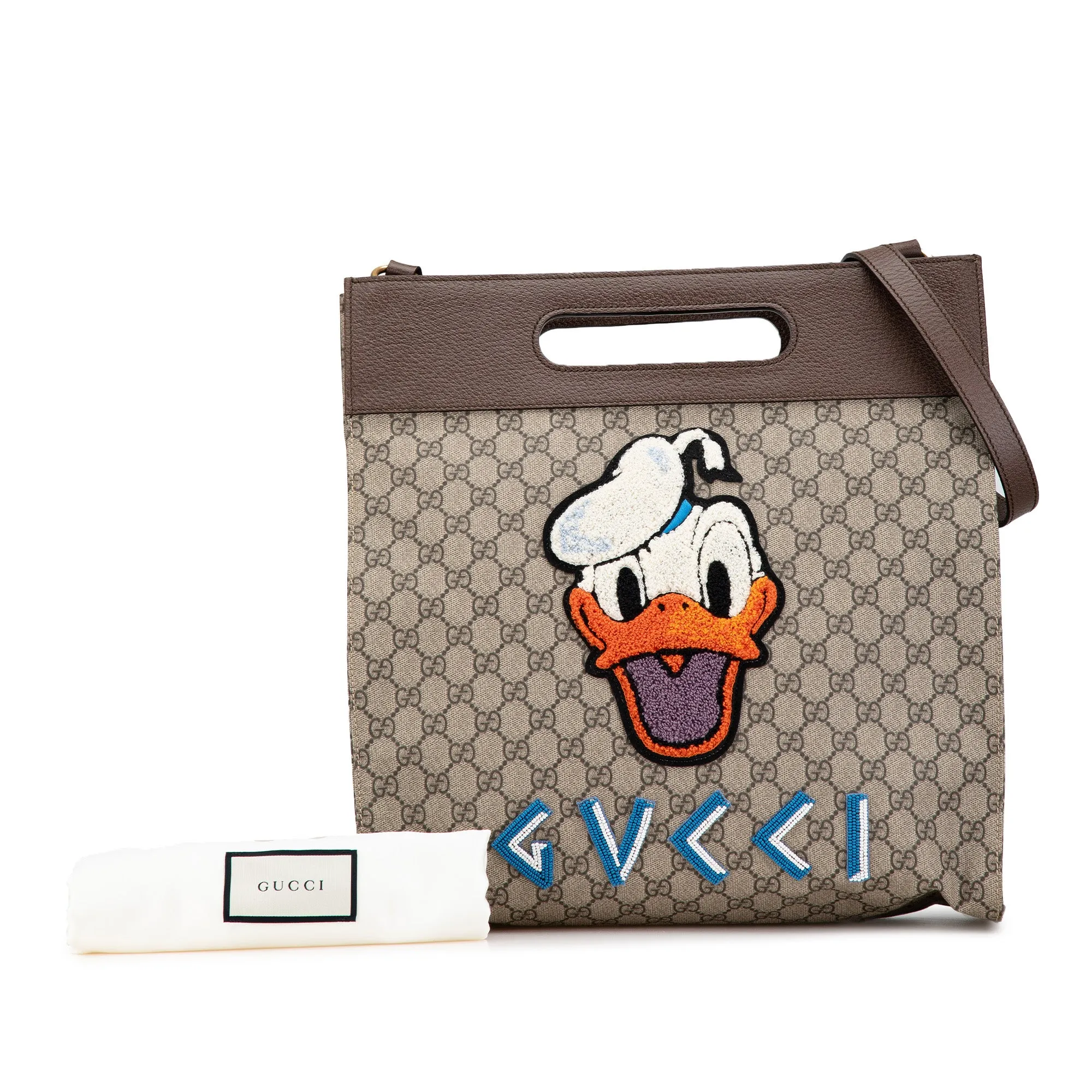 Brown Gucci GG Supreme Donald Duck Neo Vintage Soft Tote Satchel