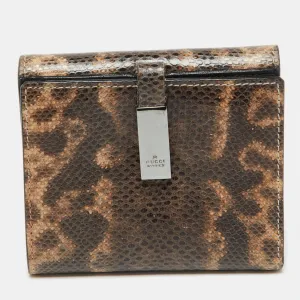 Brown Karung Leather Trifold Wallet
