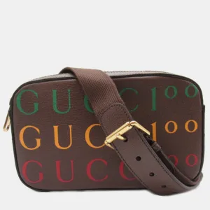 Brown Leather Logo Belt Bag