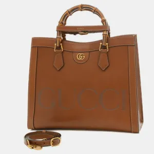 Brown Leather Medium Diana Shoulder Bag