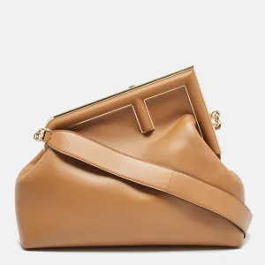 Brown Leather Medium First Shoulder Bag