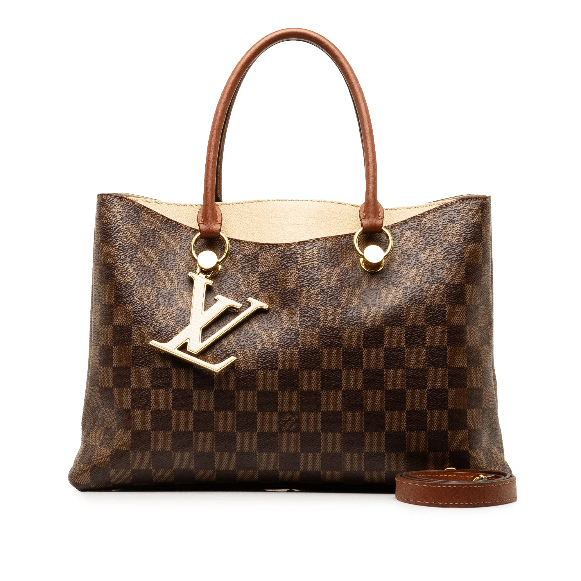 Brown Louis Vuitton Damier Ebene Riverside Satchel