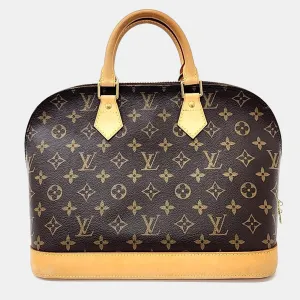 Brown Monogram Canvas Alma PM Satchel Bag