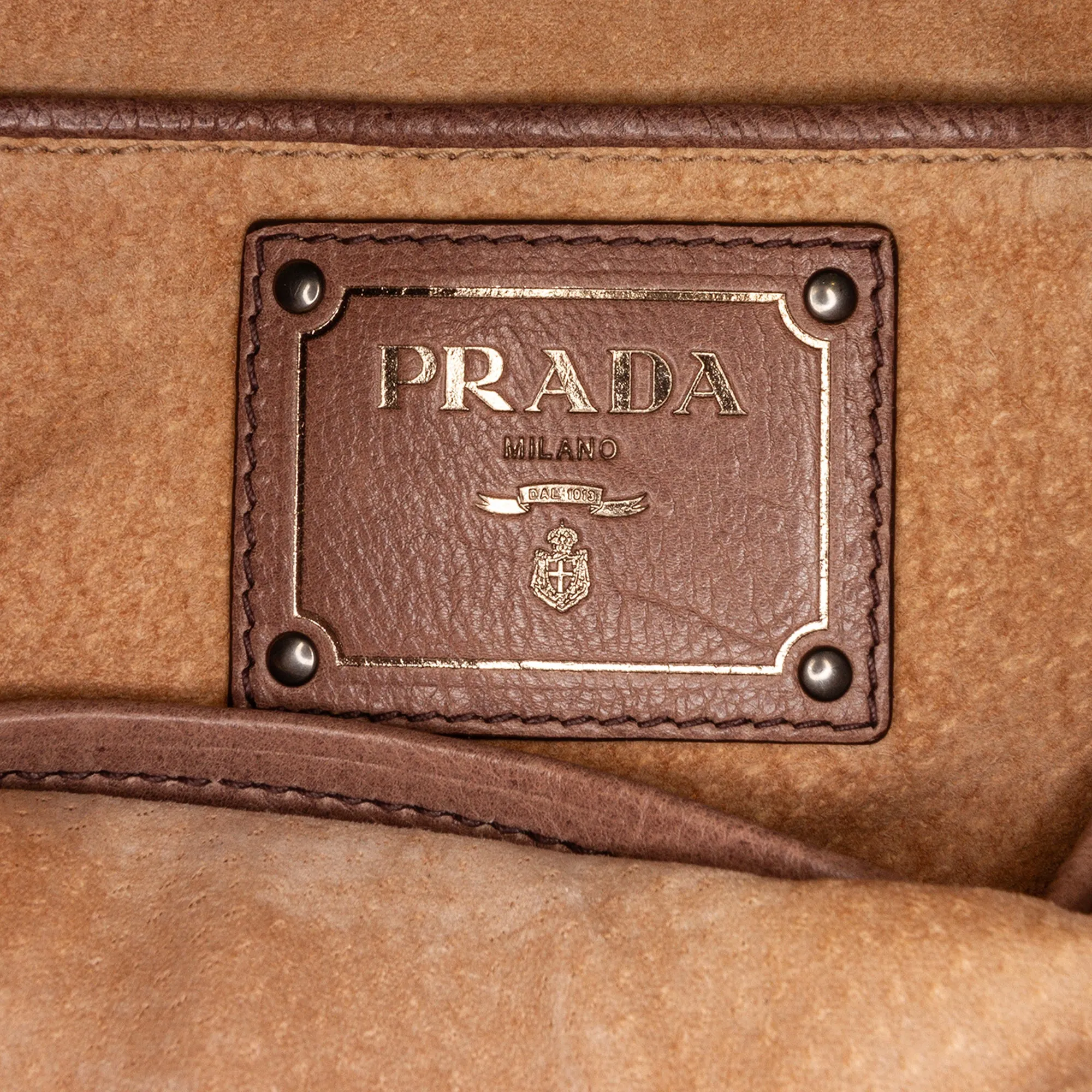 Brown Prada Glace Calf Ombre Leather Satchel