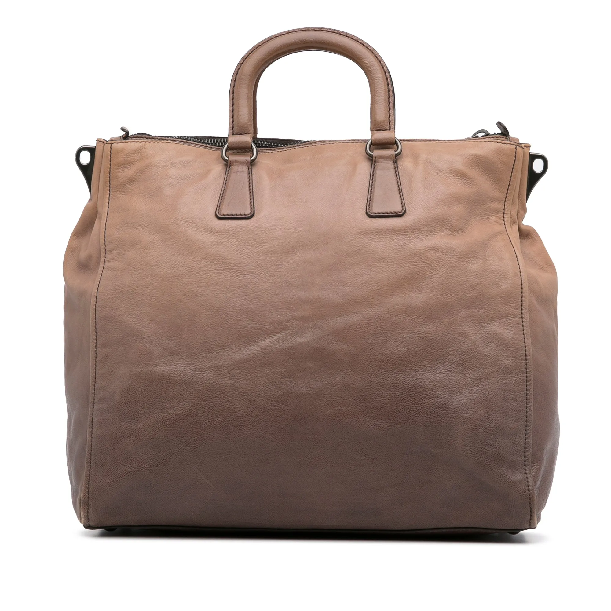Brown Prada Glace Calf Ombre Leather Satchel