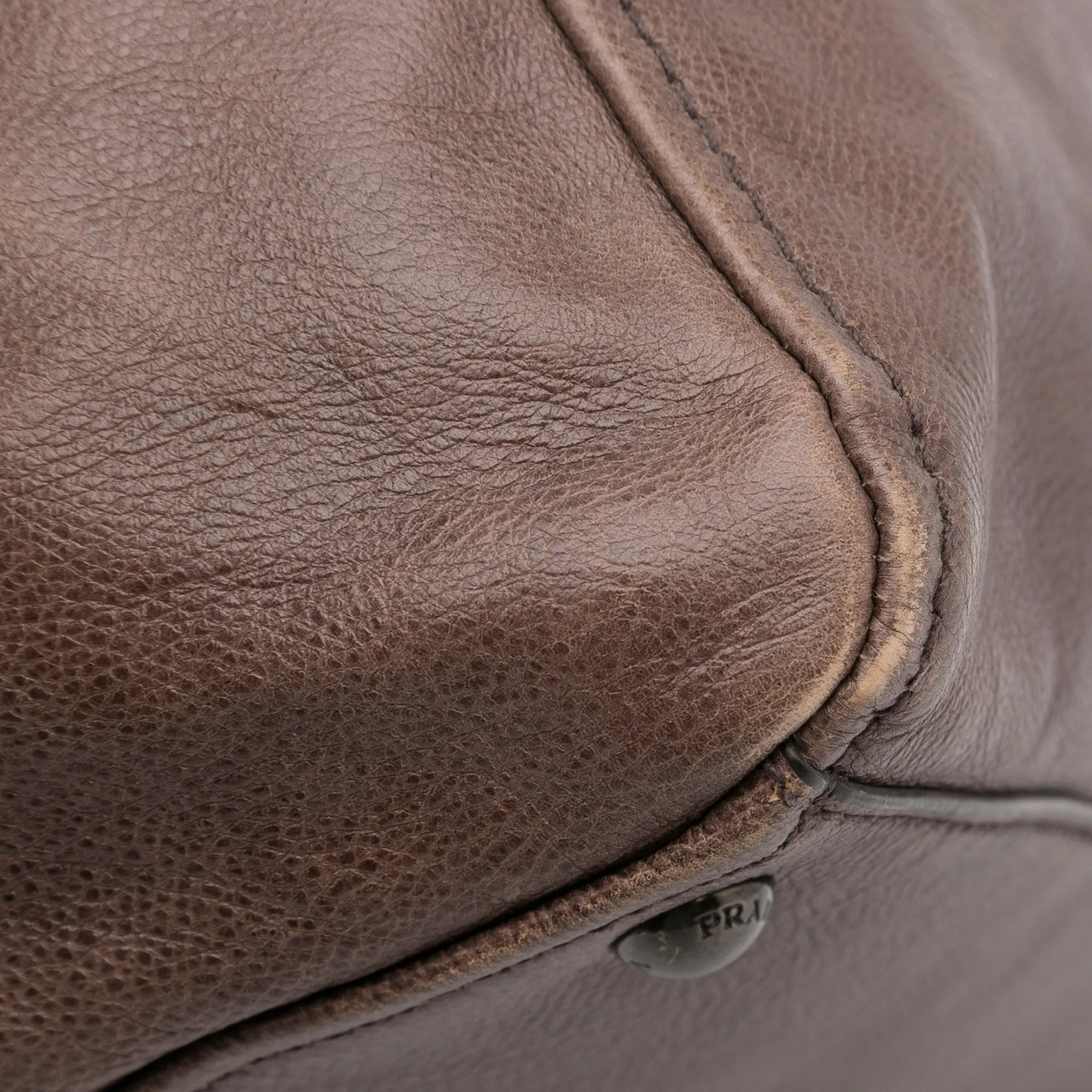 Brown Prada Glace Calf Ombre Leather Satchel
