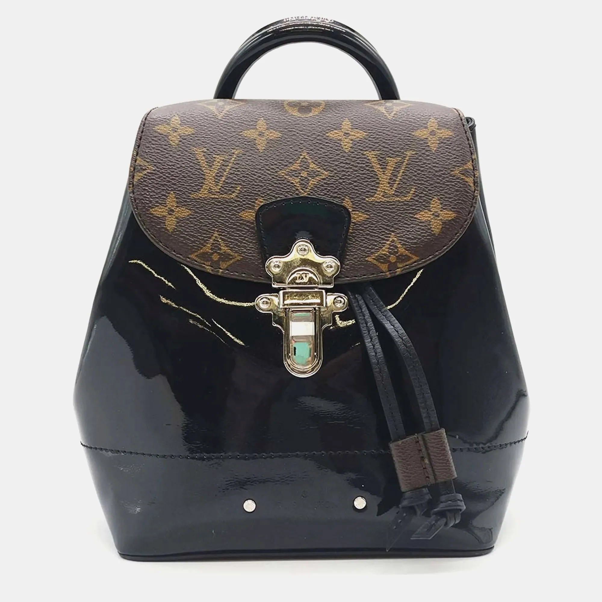 Brown/Black Vernis with Monogram Canvas Hot Springs Backpack