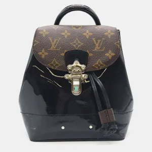 Brown/Black Vernis with Monogram Canvas Hot Springs Backpack