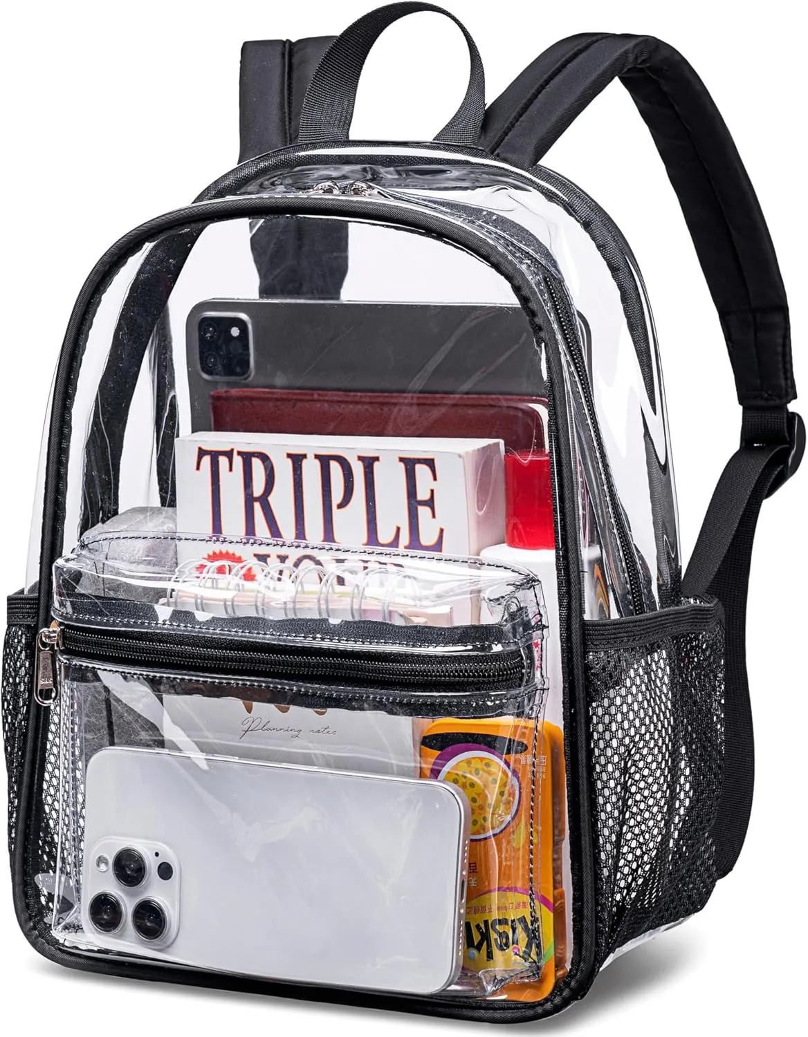 BTOOP Clear Mini Backpack Stadium Events Approved 12x12x6 Small Transparent Bag Plastic See Through Backpacks for Work Festival Security Travel