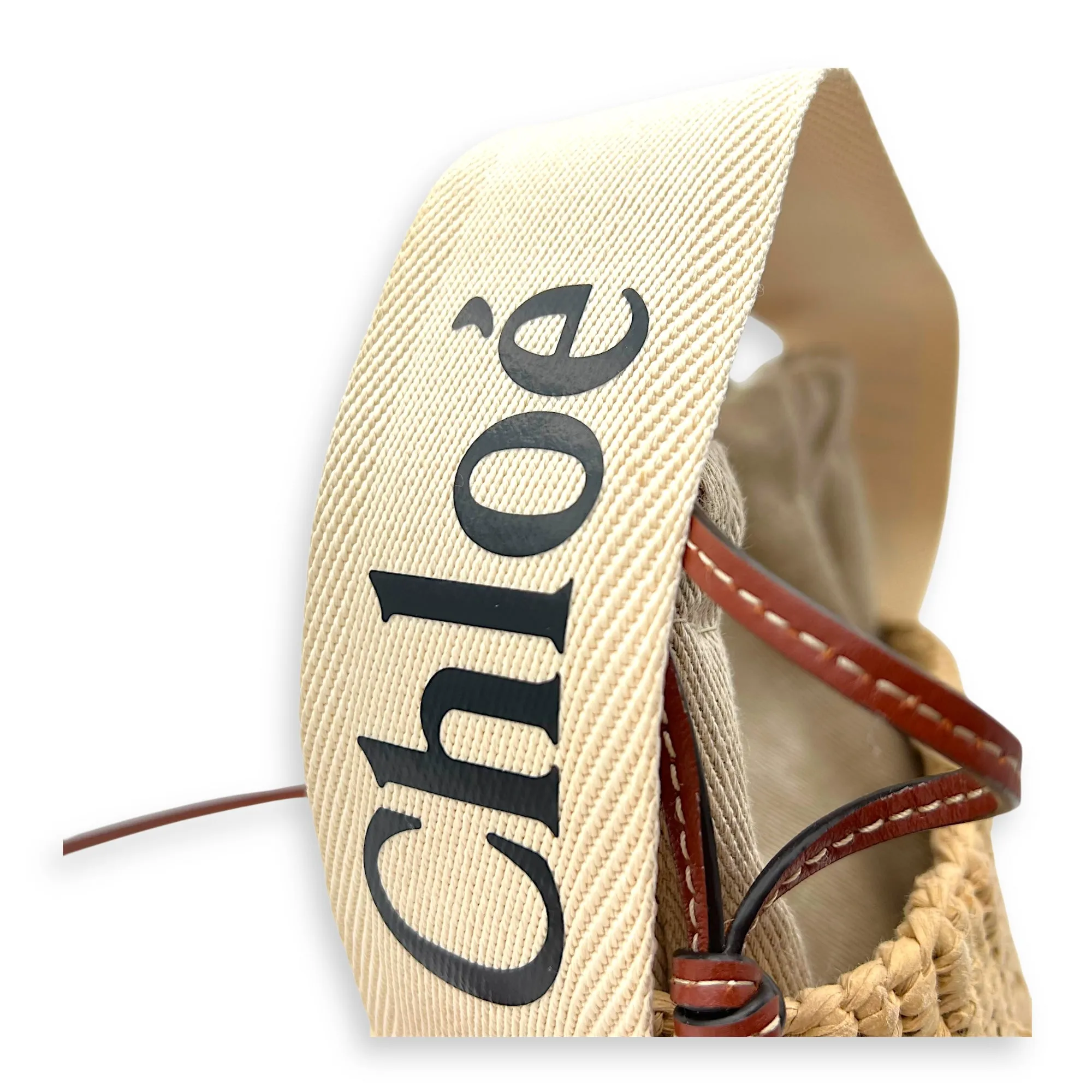 Bucket Crossbody Bag Brown in Jute, Gold hardware